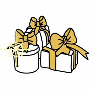 Décorations de Noël en porcelaine faites à la main en forme de cadeaux de Noël décorés de rubans jaunes